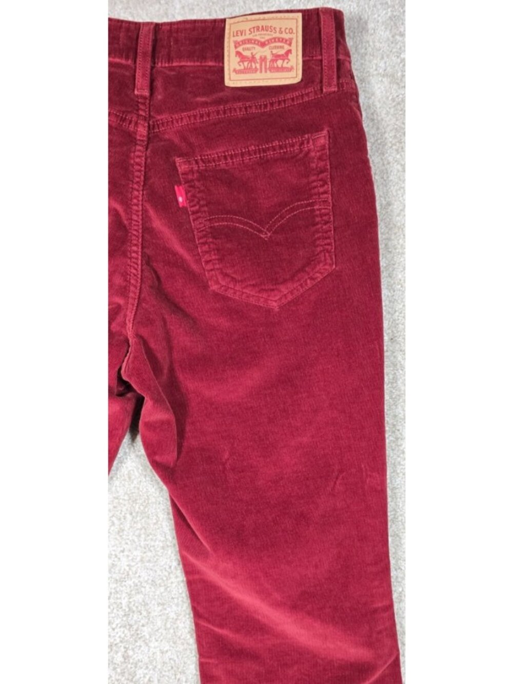 Levi's 725 Red Corduroy Stretch High Rise Bootcut Jeans Western Boho Women's 28 - Picture 14 of 16
